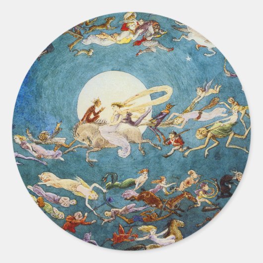 Een dansje rond de moonstickers ronde sticker (Voorkant)