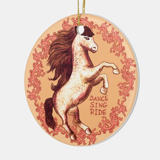 Een danspaard keramisch ornament (Links)