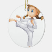 Een dapper meisje dat karate doet keramisch ornament (Links)