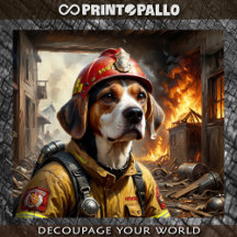 Een dappere Beagle hond als brandweerman - 