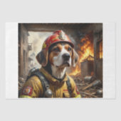 Een dappere Beagle hond fungeren als brandweerman  Tissuepapier (Voorkant)