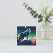 Een dappere wolf vierkante visitekaartje (Staand voorkant)