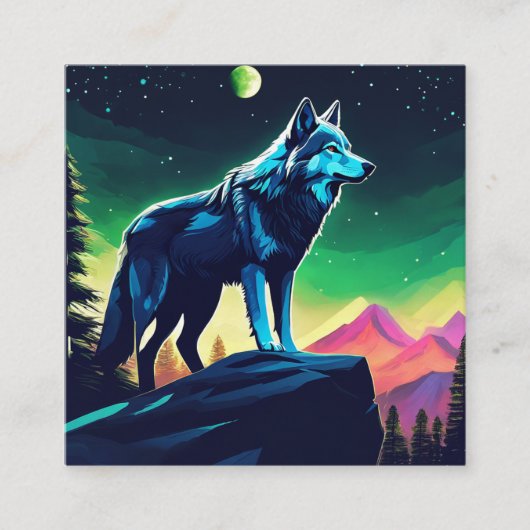 Een dappere wolf vierkante visitekaartje (Voorkant)