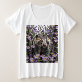 Een das omringd door violette viola sororia bloem grote maat t-shirt