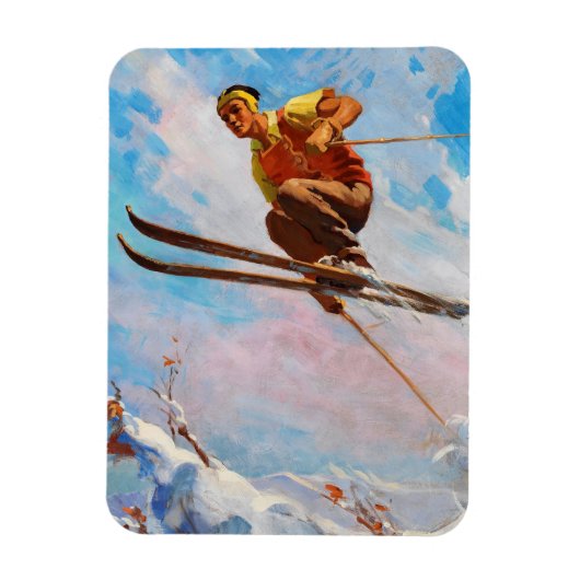Een Dashing Skier van Endre Hollos Magneet (Verticaal)
