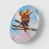 Een Dashing Skier van Endre Hollos Ronde Klok (Hoek)