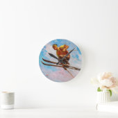 Een Dashing Skier van Endre Hollos Ronde Klok (Huis)