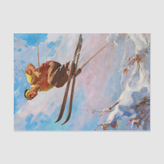 Een Dashing Skier van Endre Hollos Tissuepapier (Voorkant)