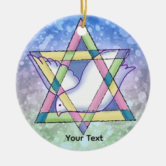 Een davidster keramisch ornament (Voorkant)
