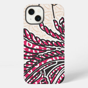 Een decoratief paisley-motief met levendig rood en iPhone 13 hoesje