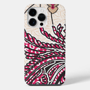 Een decoratief paisley-motief met levendig rood en iPhone 14 pro max hoesje