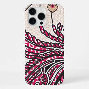 Een decoratief paisley-motief met levendig rood en iPhone 16 pro max hoesje