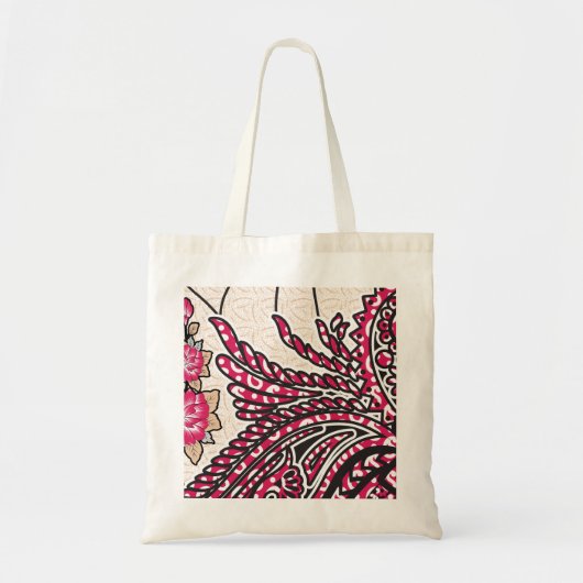 Een decoratief paisley motief met levendig rood en tote bag (Voorkant)