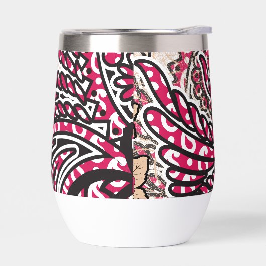 Een decoratief paisley-ontwerp met levendige rode (Links)