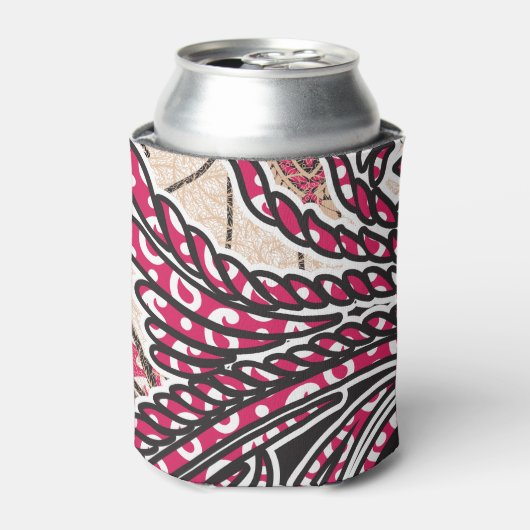 Een decoratief paisley-ontwerp met levendige rode  blikjeskoeler (Blikje Voorkant)