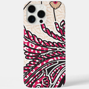 Een decoratief paisley-ontwerp met levendige rode iPhone 16 pro max hoesje