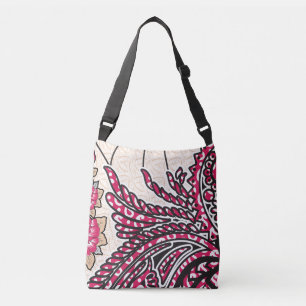 Een decoratief paisley-ontwerp met levendige rode crossbody tas