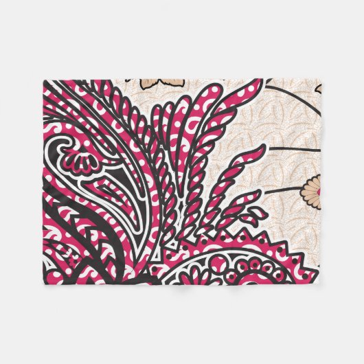 Een decoratief paisley-ontwerp met levendige rode  fleece deken (Voorkant (Horizontaal))