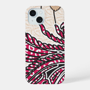 Een decoratief paisley-ontwerp met levendige rode iPhone 15 case