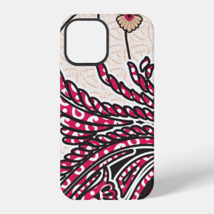 Een decoratief paisley-ontwerp met levendige rode iPhone 12 hoesje