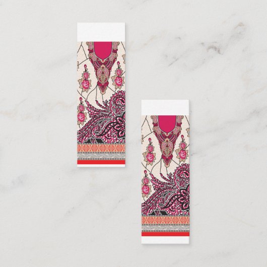 Een decoratief paisley-ontwerp met levendige rode  mini visitekaartje (Voorkant / Achterkant)