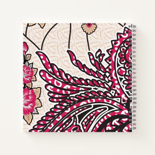 Een decoratief paisley-ontwerp met levendige rode  notitieboek (Achterkant)