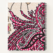 Een decoratief paisley-ontwerp met levendige rode  notitieboek (Achterkant)