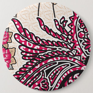 Een decoratief paisley-ontwerp met levendige rode  ronde button 6,0 cm
