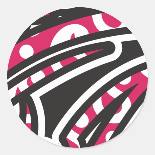 Een decoratief paisley-ontwerp met levendige rode ronde sticker (Voorkant)