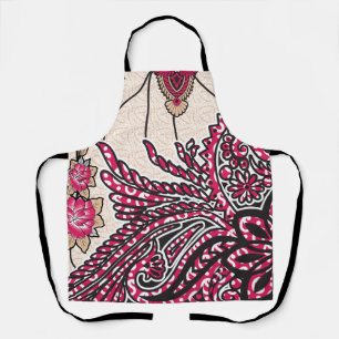 Een decoratief paisley-ontwerp met levendige rode  schort