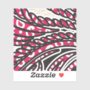 Een decoratief paisley-ontwerp met levendige rode sticker