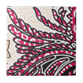 Een decoratief paisley-ontwerp met levendige rode  tegeltje (Voorkant)