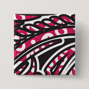 Een decoratief paisley-ontwerp met levendige rode vierkante button 5,1 cm