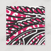 Een decoratief paisley-ontwerp met levendige rode  vierkante visitekaartje (Achterkant)