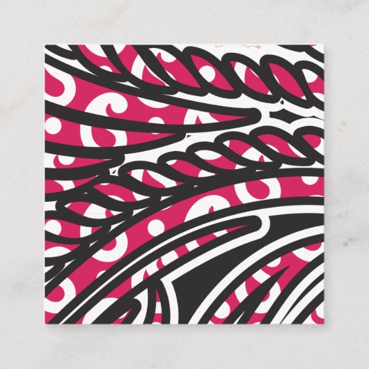 Een decoratief paisley-ontwerp met levendige rode  vierkante visitekaartje (Achterkant)