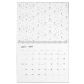 Een decoratief patroon met wit en grijs blad kalender (Mar 2027)