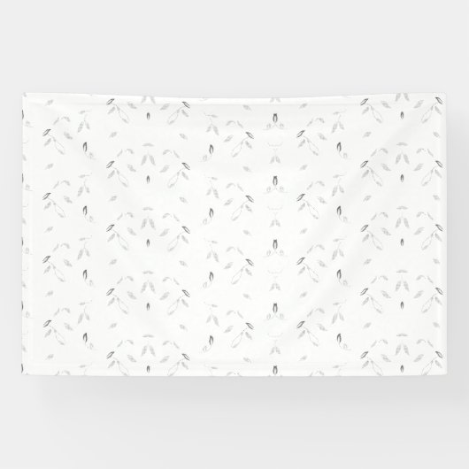 Een decoratief patroon met wit en grijs blad spandoek (Horizontaal)