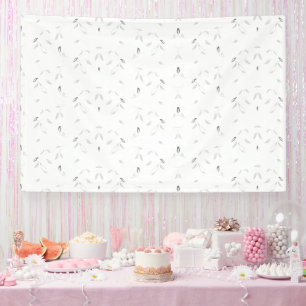 Een decoratief patroon met wit en grijs blad spandoek