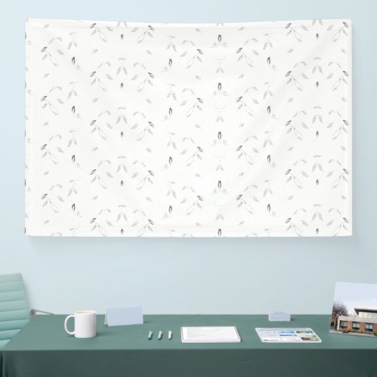 Een decoratief patroon met wit en grijs blad spandoek (Beurs)