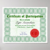 Een deelnemingsbewijs afgeven poster (Voorkant)