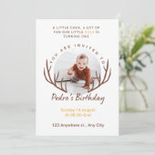 Een Deer Antlers Rustic 1ste verjaardag Kaart (Staand voorkant)