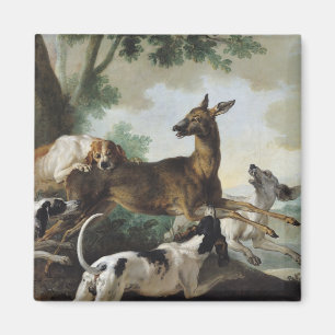 Een Deer Chased door Honden, 1725 Magneet