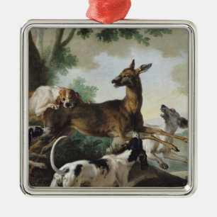 Een Deer Chased door Honden, 1725 Metalen Ornament