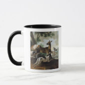Een Deer Chased door Honden, 1725 Mok (Links)