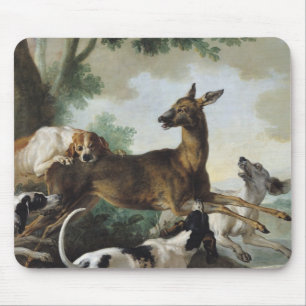 Een Deer Chased door Honden, 1725 Muismat