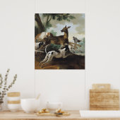 Een Deer Chased door Honden, 1725 Poster (Keuken)