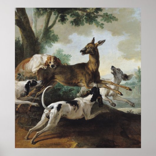 Een Deer Chased door Honden, 1725 Poster (Voorkant)