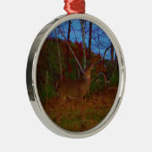 Een Deer: Gold Red Green en Blue Metalen Ornament (Rechts)
