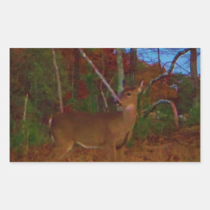 Een Deer: Gold Red Green en Blue Rechthoekige Sticker