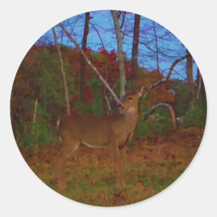Een Deer: Gold Red Green en Blue Ronde Sticker
